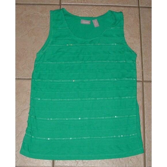 Chico's Tops - Kelly Green Sz 0 or Sz Small Casual Wear Sequined Front Tiered Tank Top CHICOS